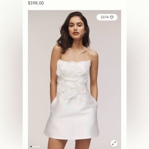 Watters Brie Strapless Embellished Pearl Floral A-Line Mini Dress